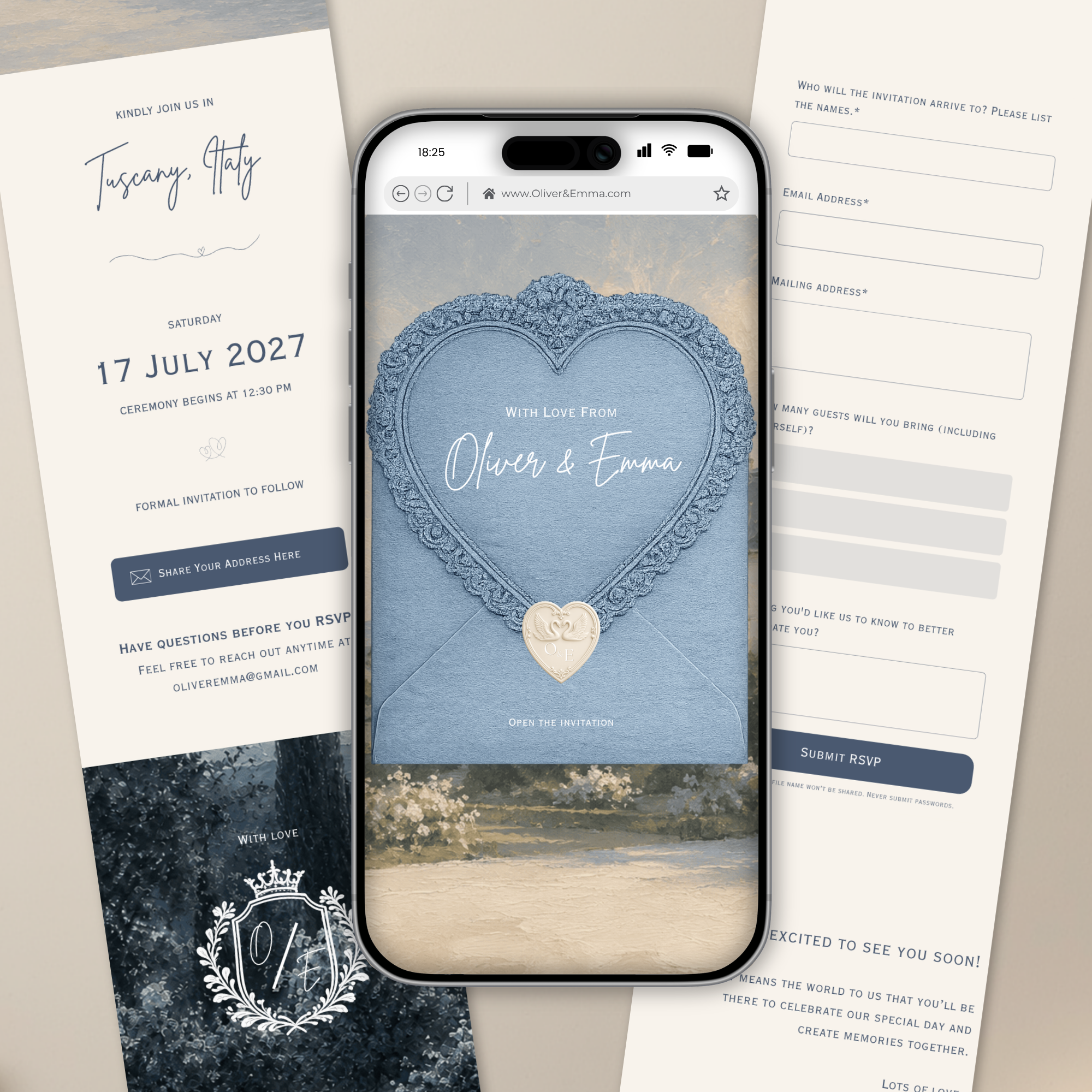 Dusty Blue Save the Date Website with RSVP