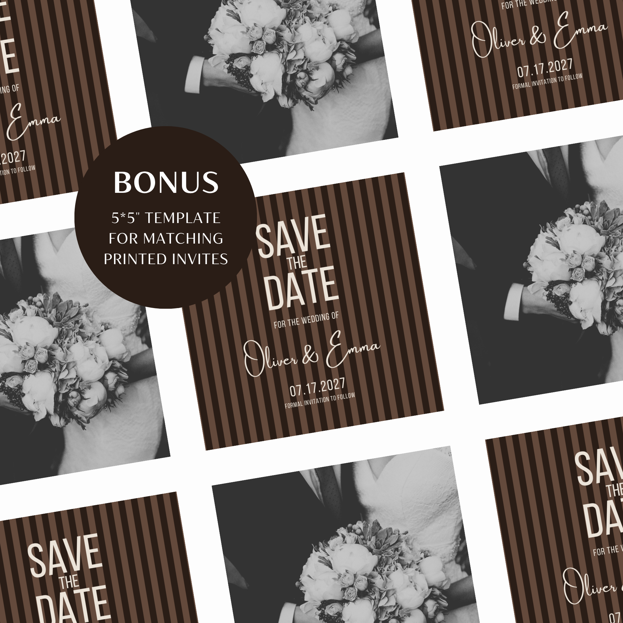 Espresso Brown Kids Save the Date Website Template | Old Money Style