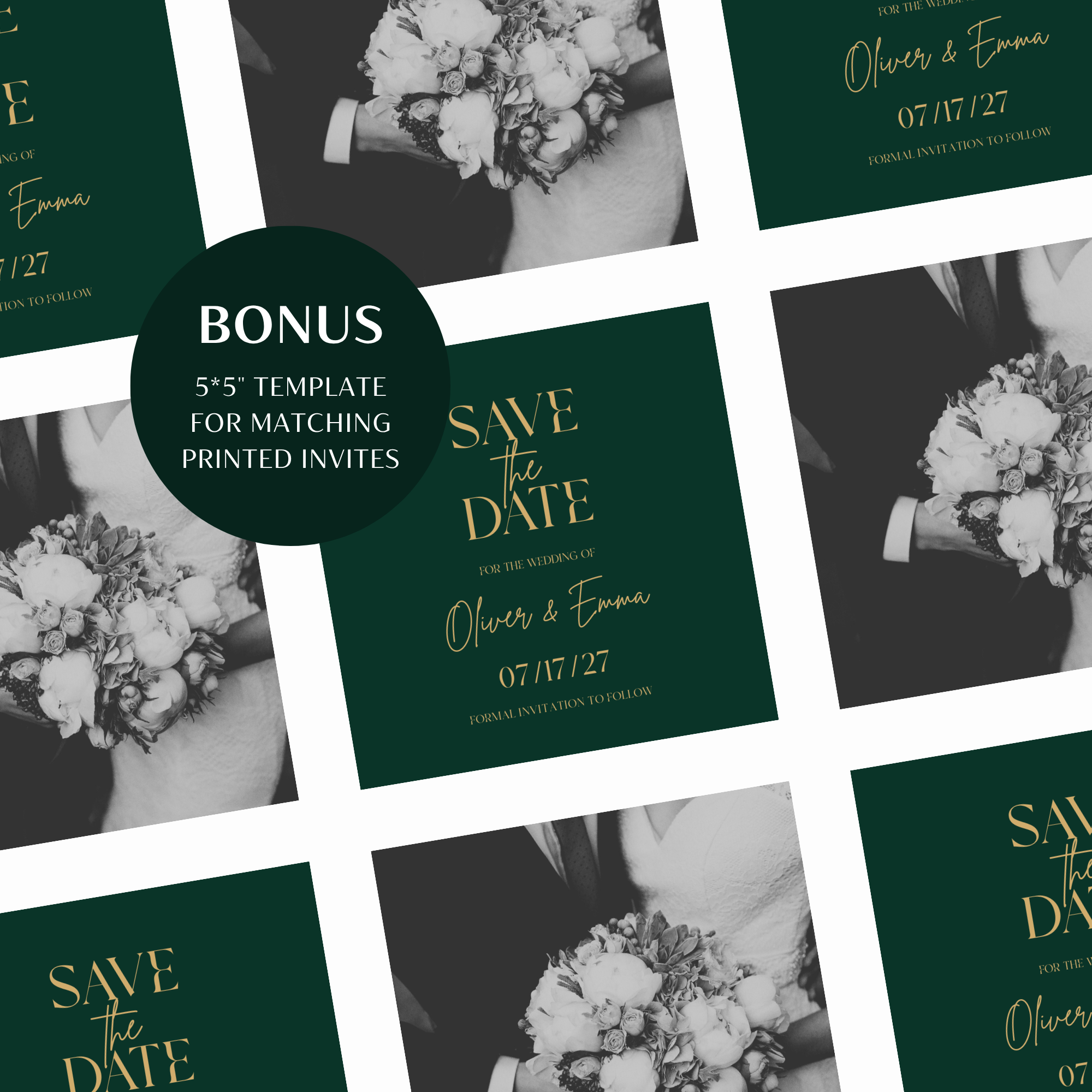 Emerald & Gold Classic Save the Date Wedding Invitation Website Template