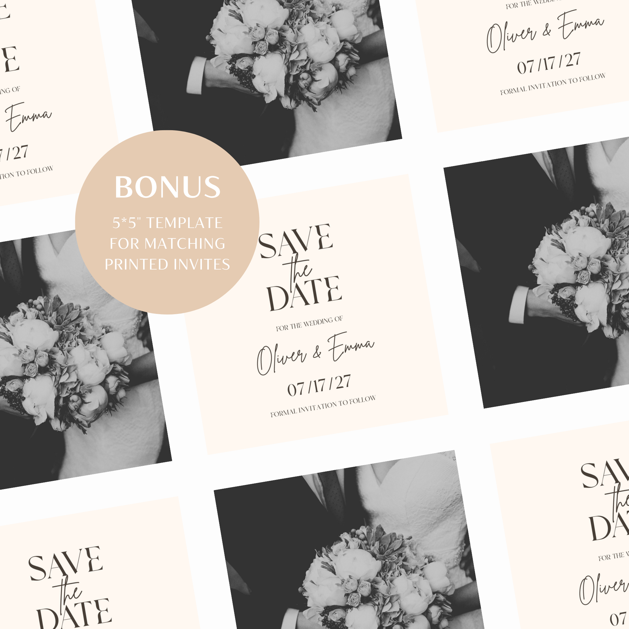 Pearl & Champagne Classic Save the Date Wedding Invitation Website Template