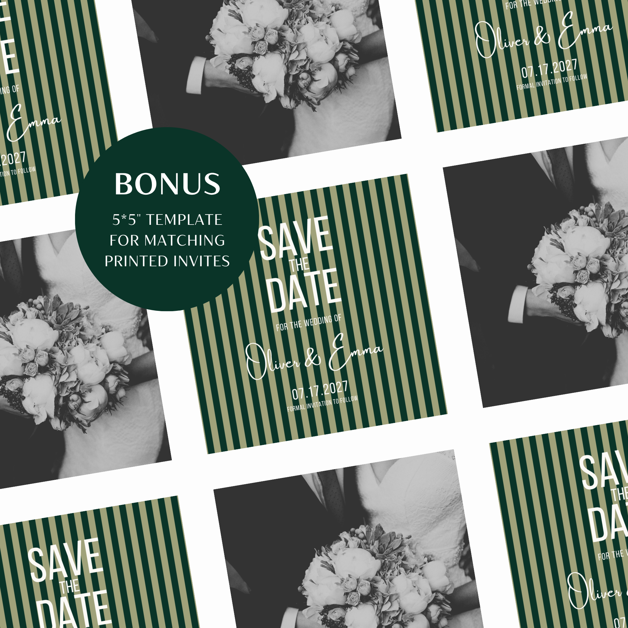 Emerald Green Kids Save the Date Website Template | Old Money Style
