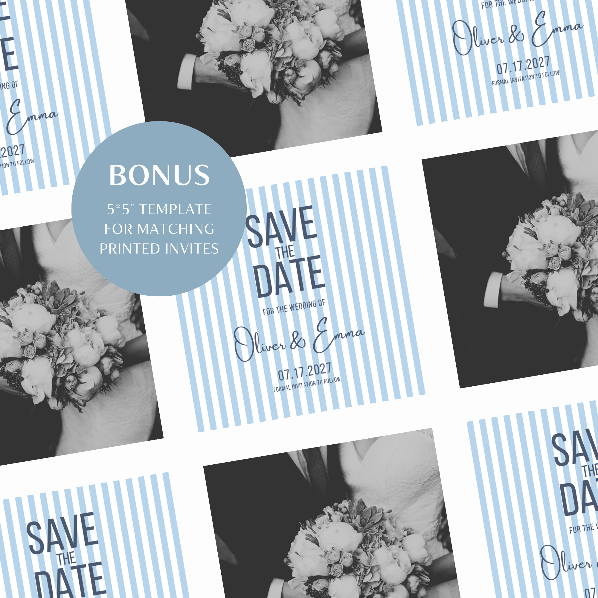 Dusty Blue Kids Save the Date Website Template | Old Money Style