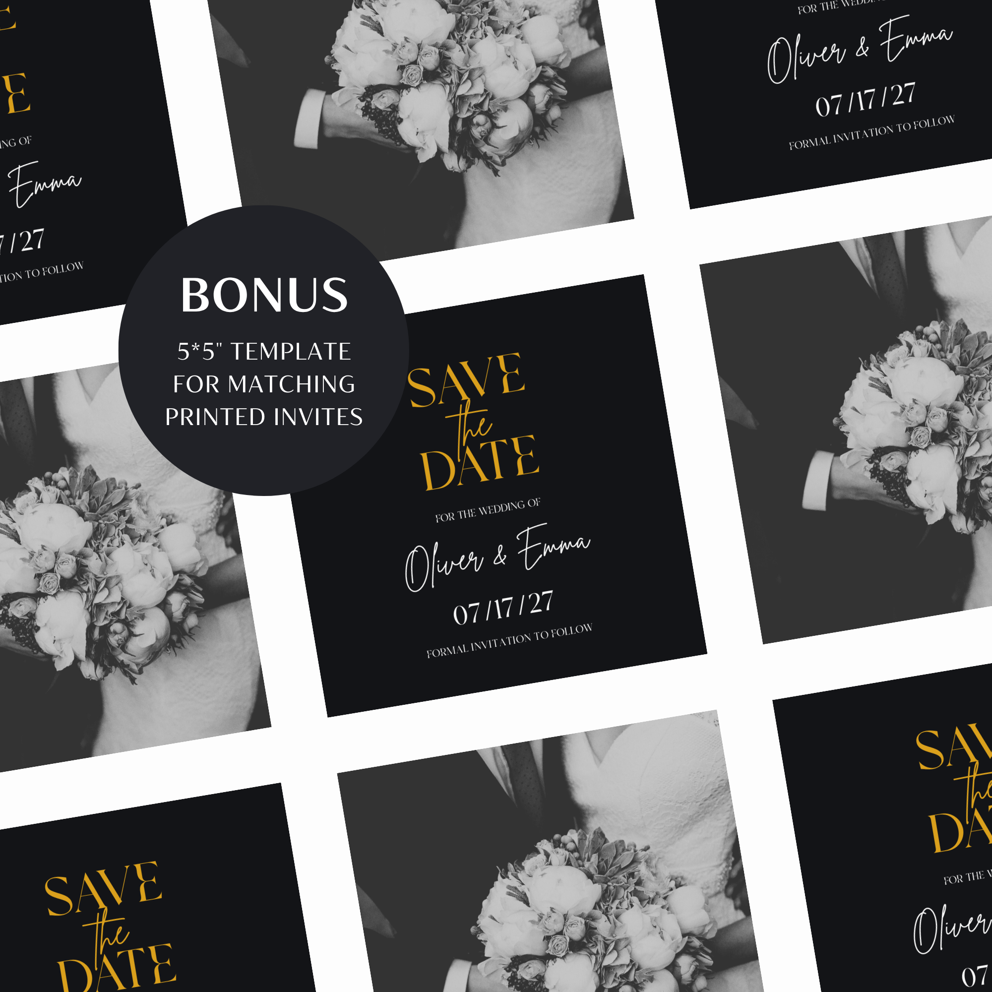 Black & White Classic Save the Date Wedding Invitation Website Template