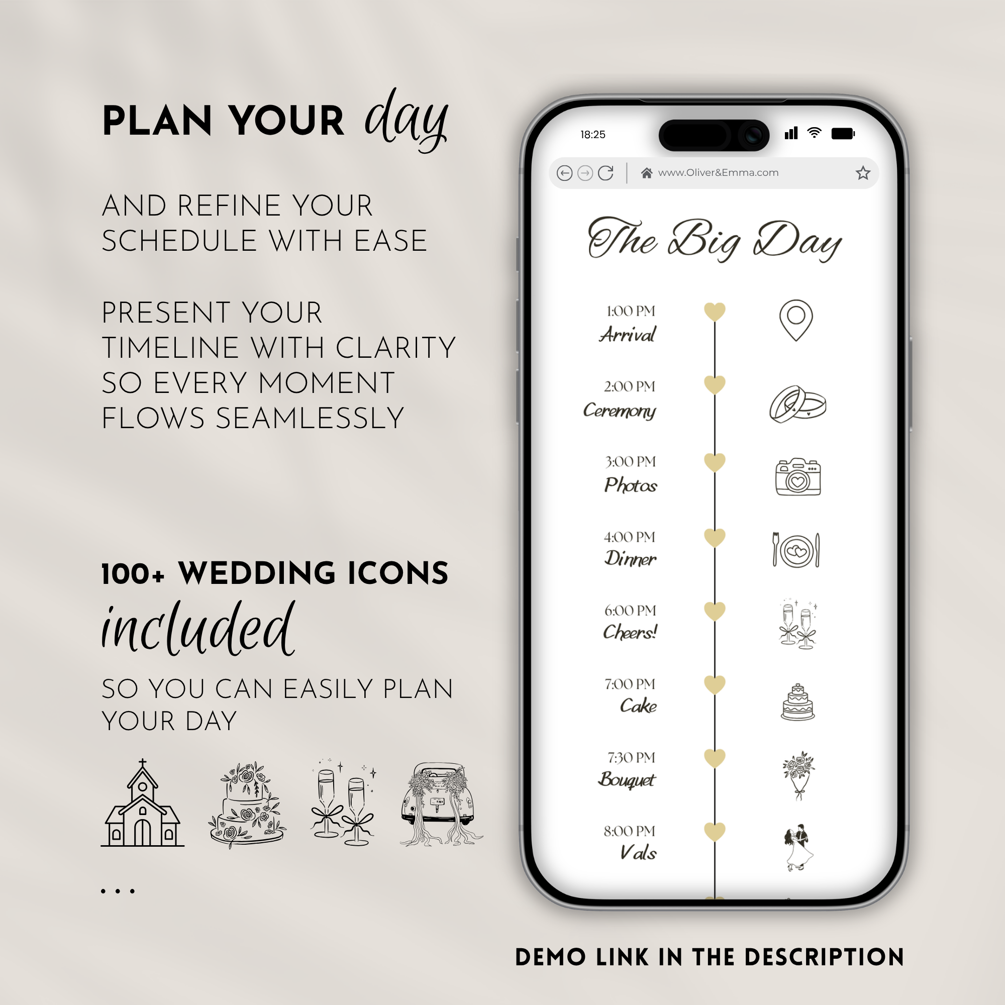 Canary Wedding Invitation Website Template with RSVP & Music