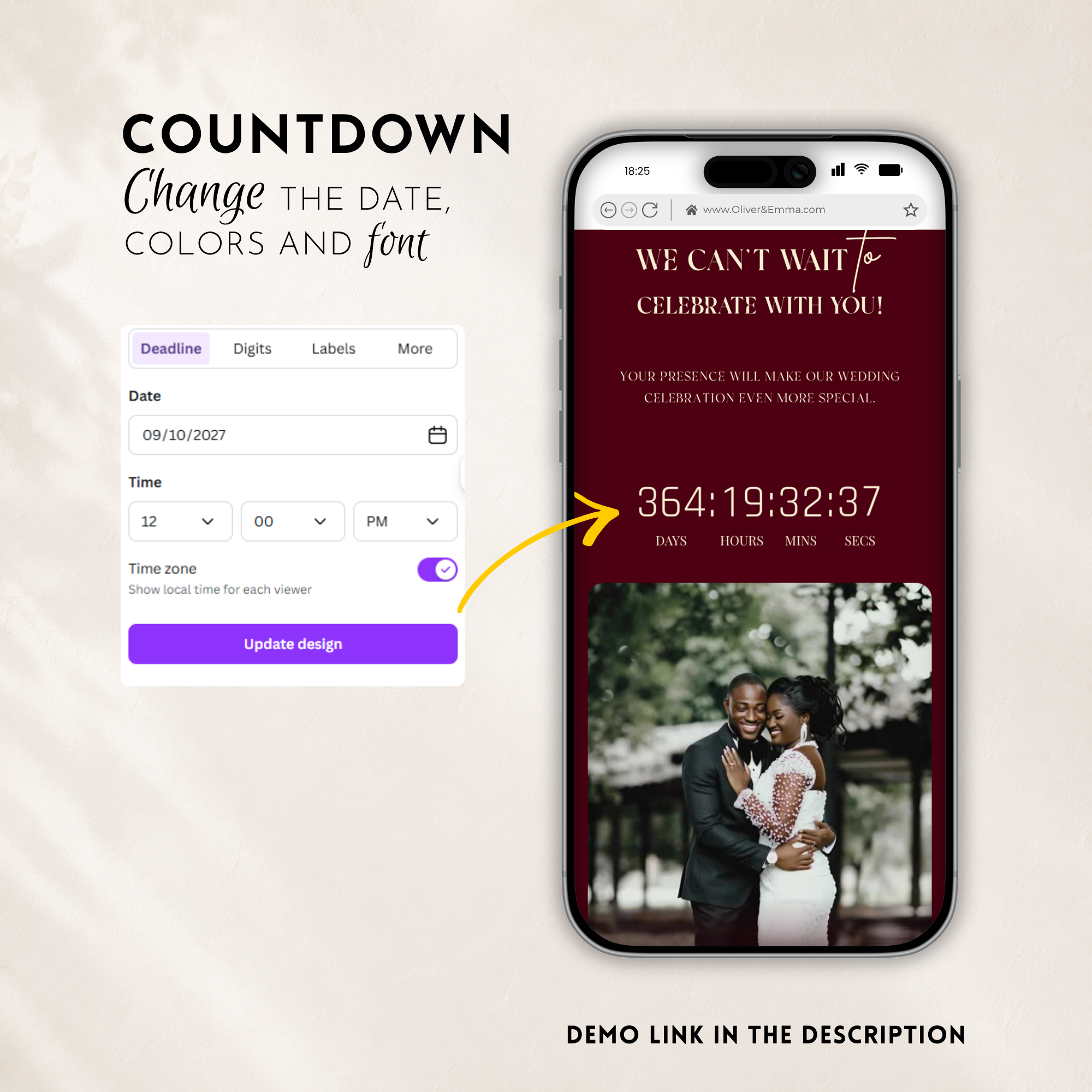 Burgundy Classic Save the Date Wedding Invitation Website Template