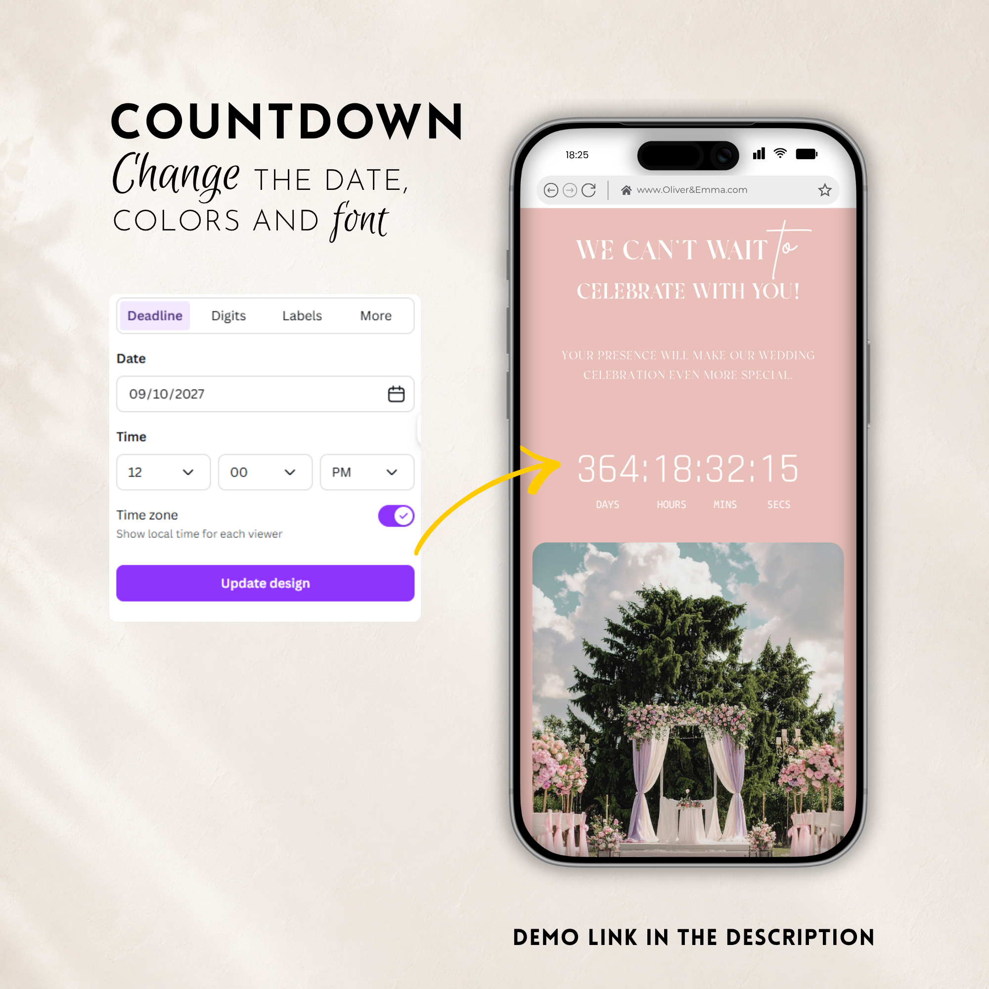 Blush Pink Classic Save the Date Wedding Invitation Website Template