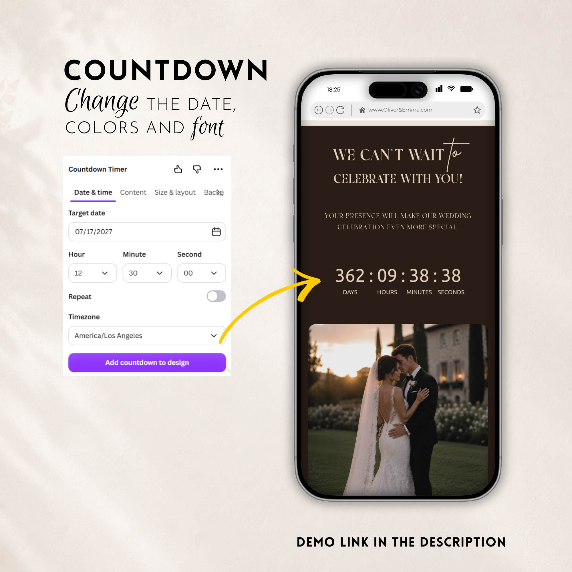 Espresso Brown Classic Save the Date Wedding Invitation Website Template