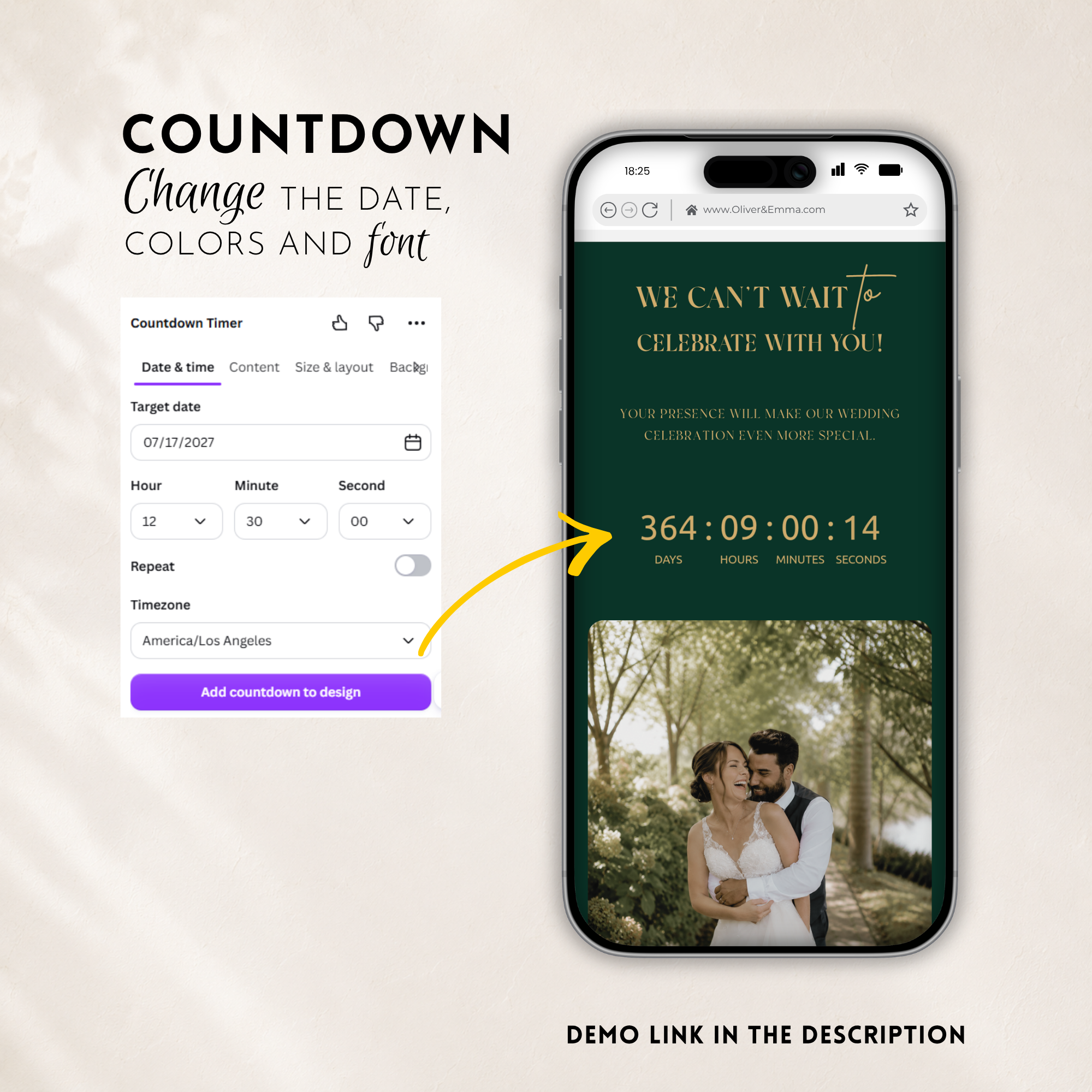 Emerald & Gold Classic Save the Date Wedding Invitation Website Template