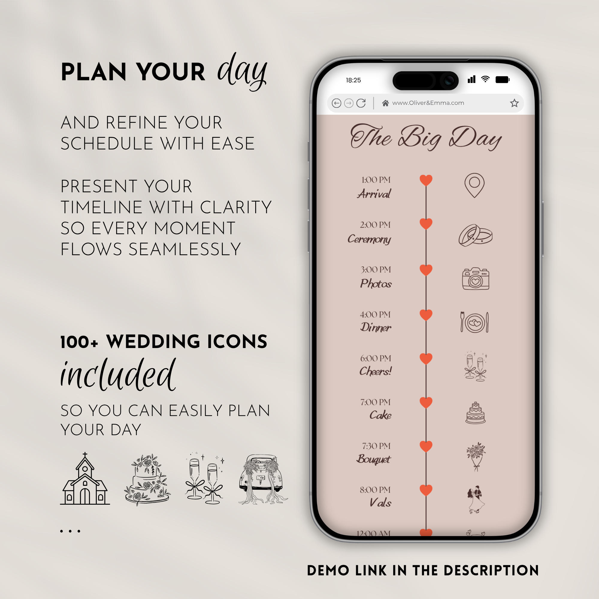Coffee & Beige Wedding Invitation Website Template with RSVP & Music