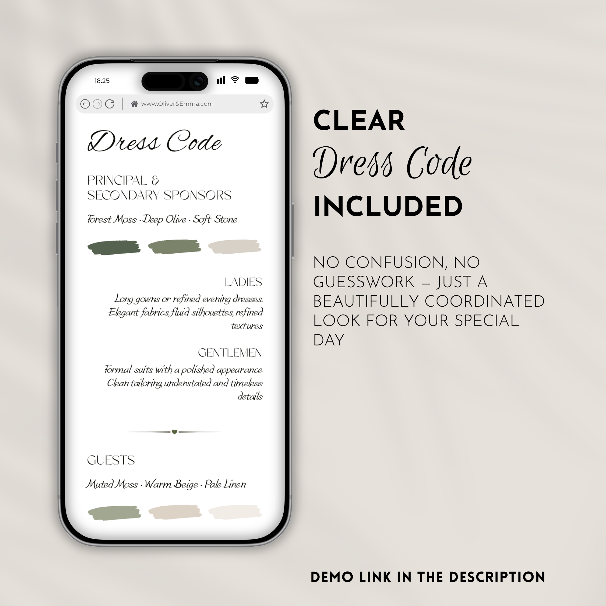 Old Money Forest Moss Wedding Website Template with RSVP | Canva Template