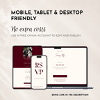 Burgundy Classic Save the Date Wedding Invitation Website Template