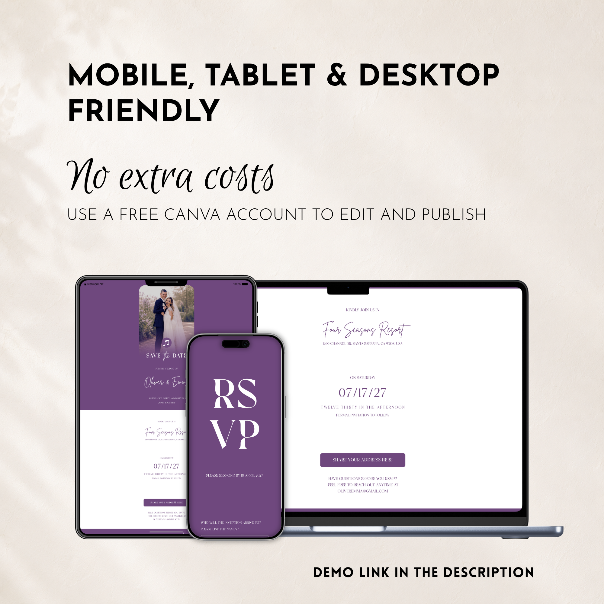 Lilac Classic Save the Date Wedding Invitation Website Template