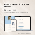 Dusty Blue Classic Save the Date Wedding Invitation Website Template