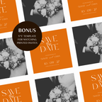 Bold Orange Wedding Invitation Website Template with RSVP & Music