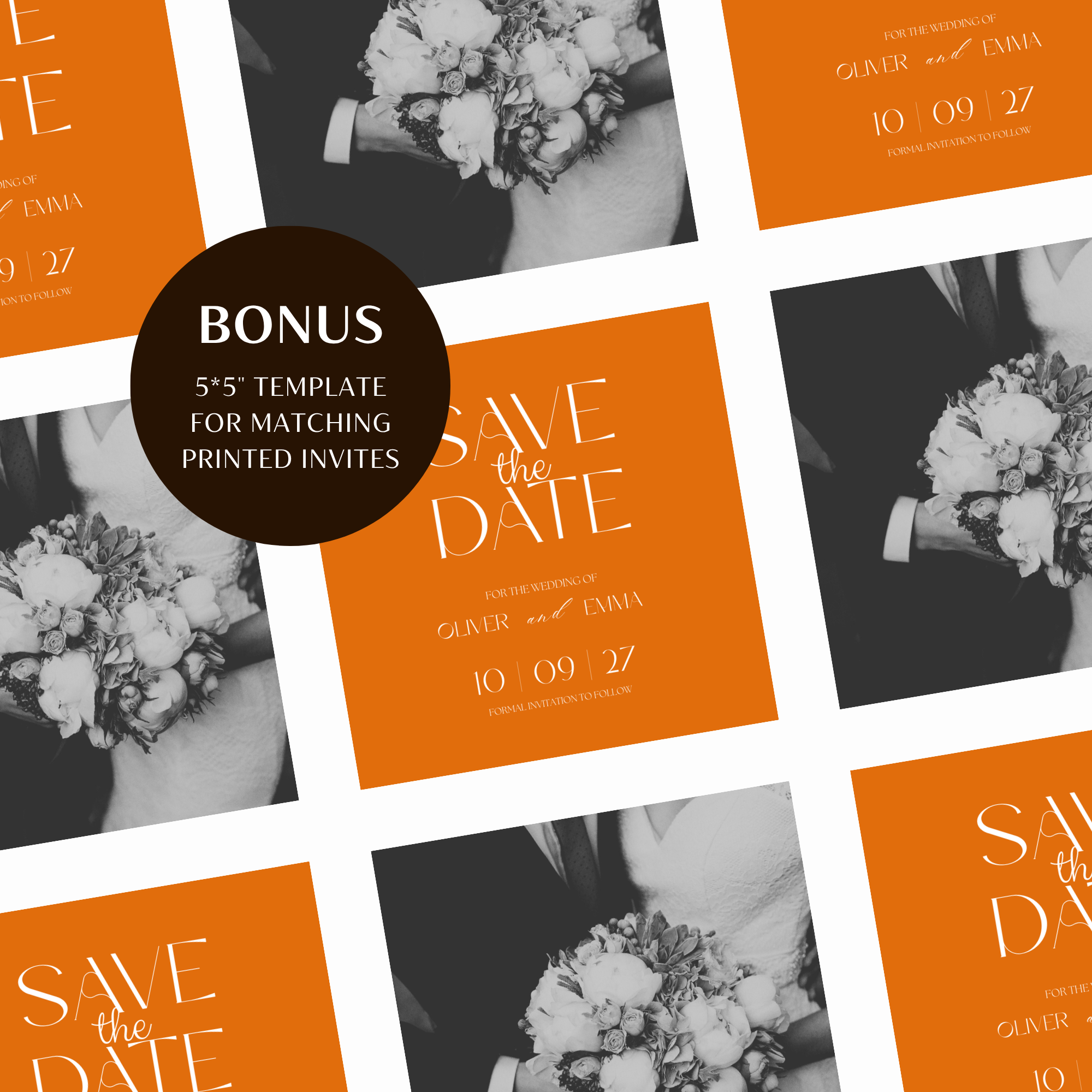 Bold Orange Wedding Invitation Website Template with RSVP & Music