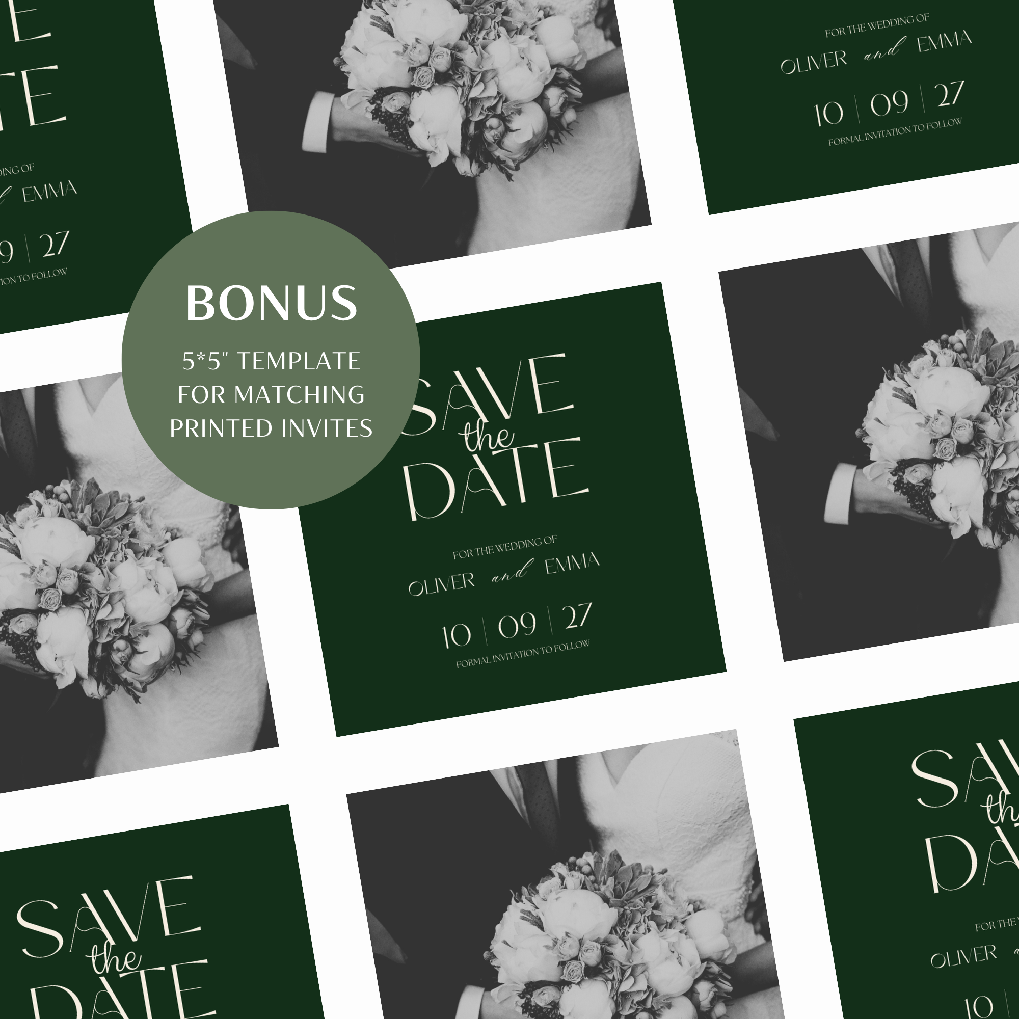 Old Money Dark Green Wedding Website Template with RSVP | Canva Template
