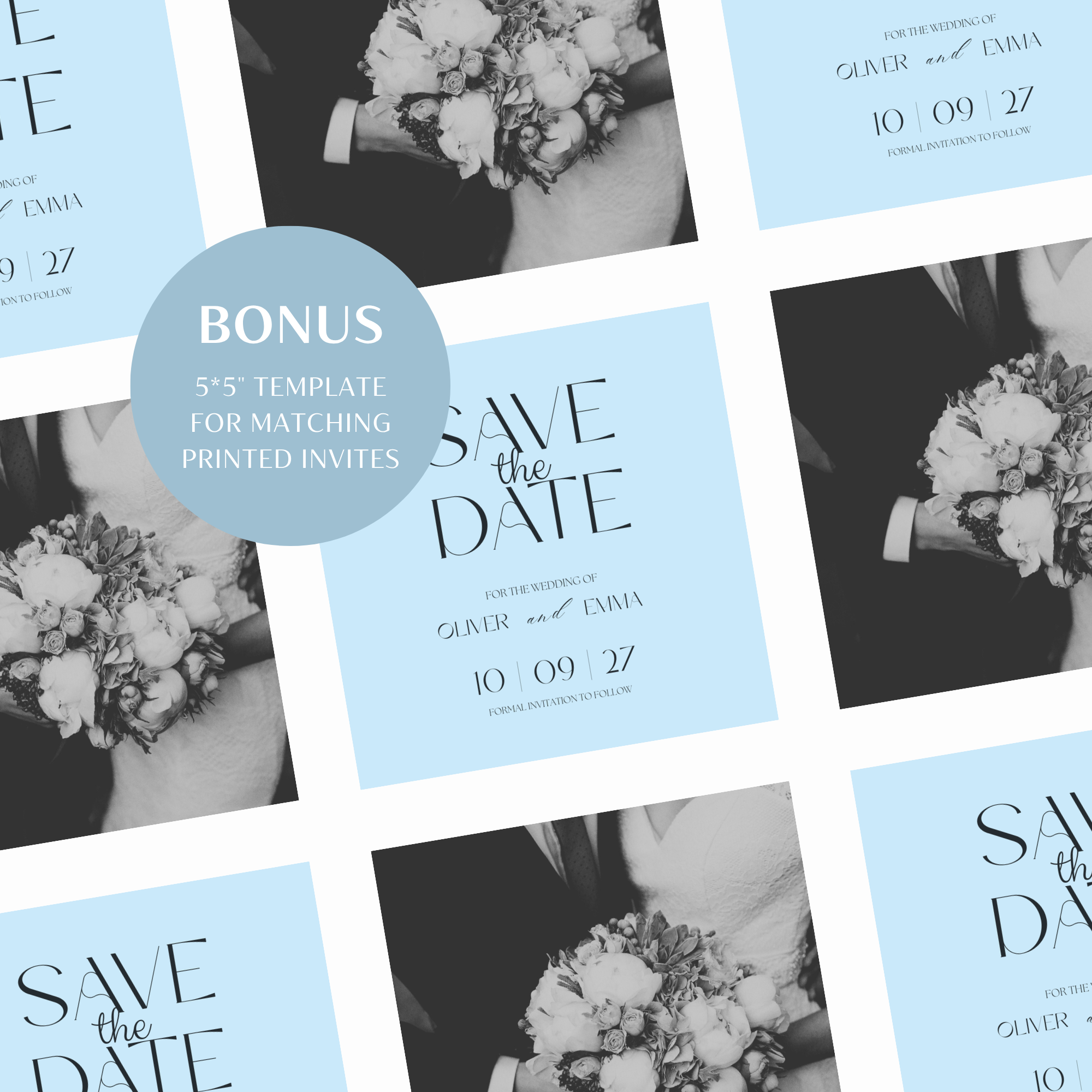Pale Blue Wedding Website Template with RSVP | Canva Template