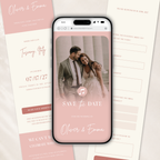 Blush Pink Classic Save the Date Wedding Invitation Website Template