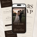 Espresso Brown Classic Save the Date Wedding Invitation Website Template