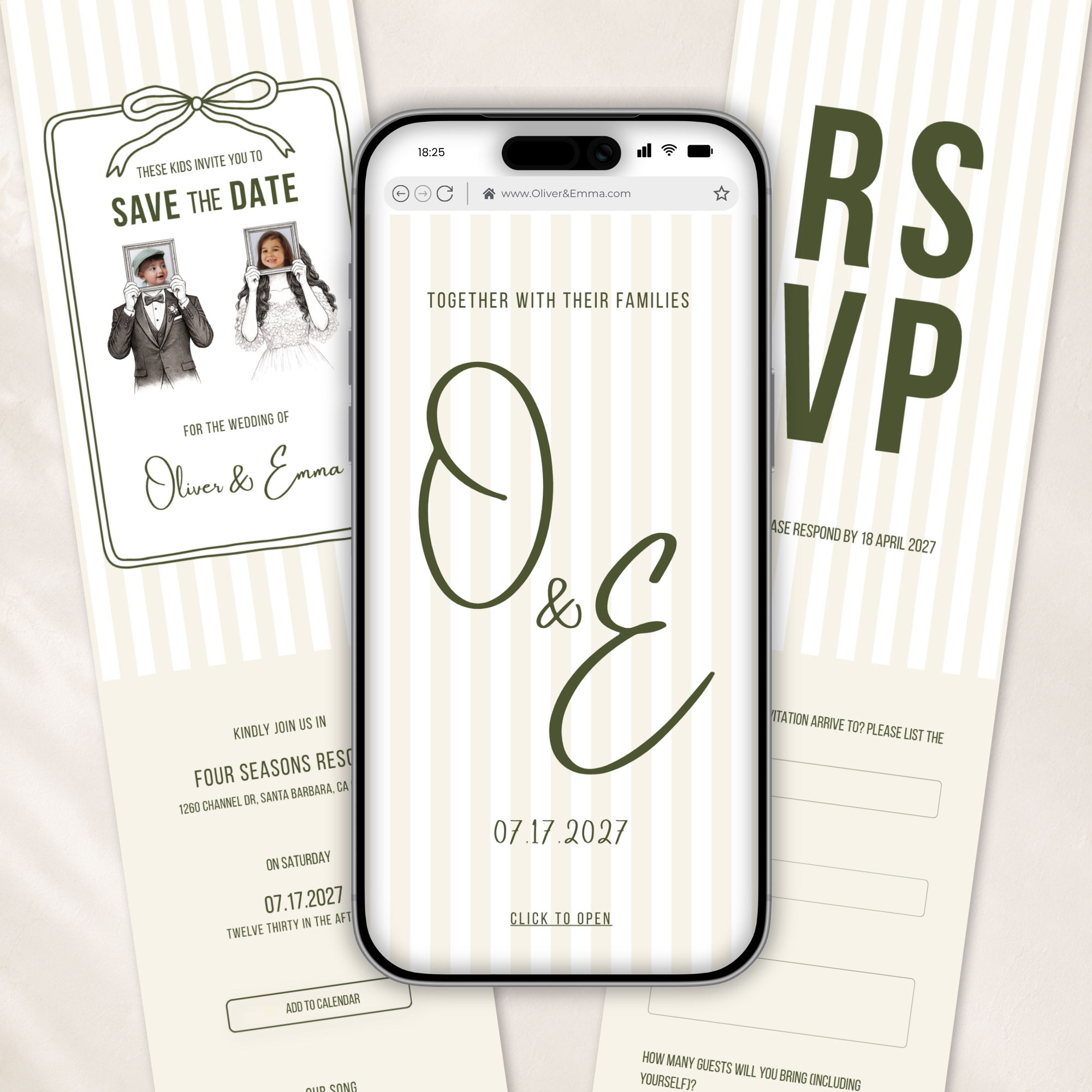 Ivory & Olive Kids Save the Date Website Template | Old Money Style