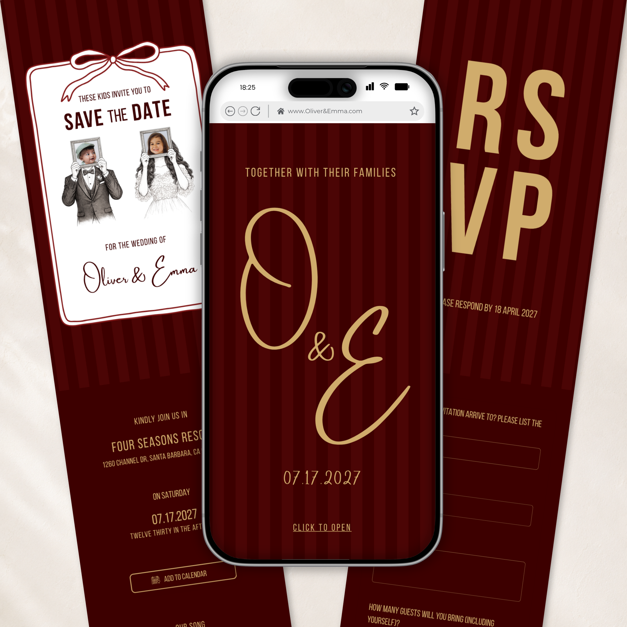 Cabernet Kids Save the Date Website Template | Old Money Style