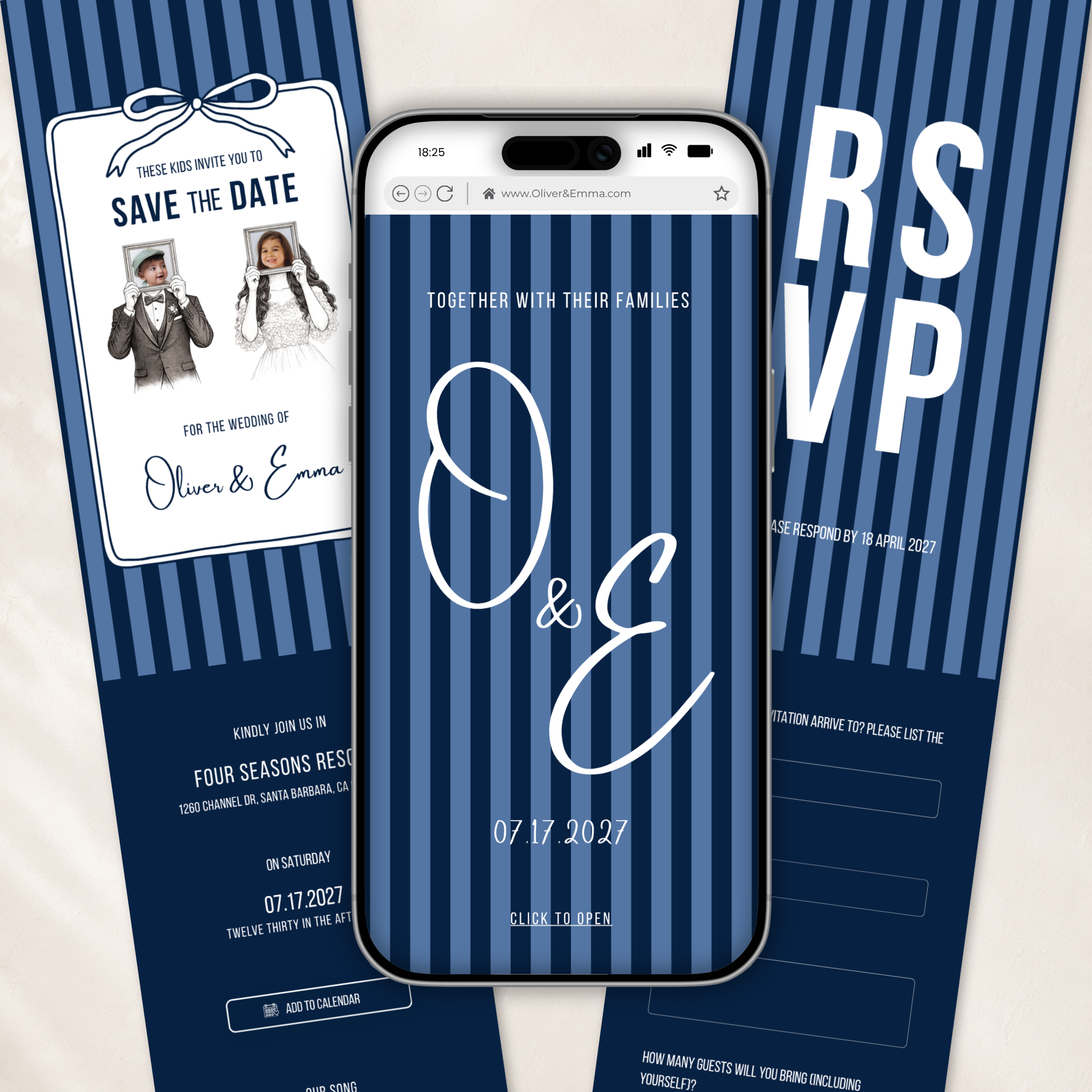 Navy Kids Save the Date Website Template | Old Money Style