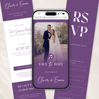 Lilac Classic Save the Date Wedding Invitation Website Template