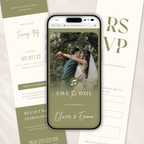 Sage Green Classic Save the Date Wedding Invitation Website Template