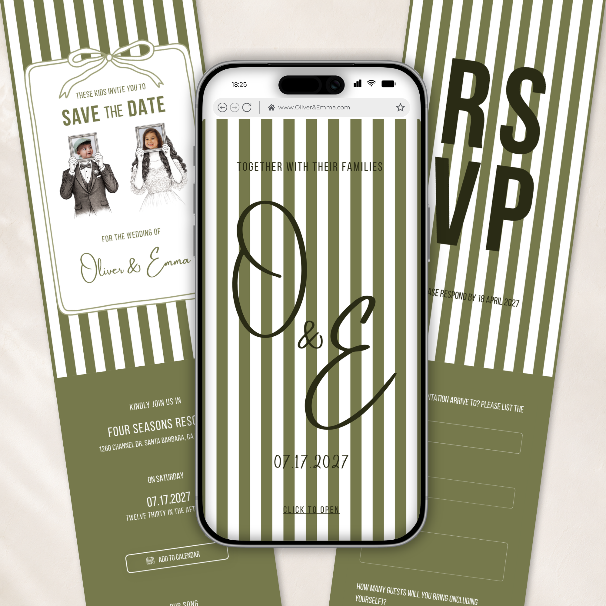 Sage Green Kids Save the Date Website Template | Old Money Style