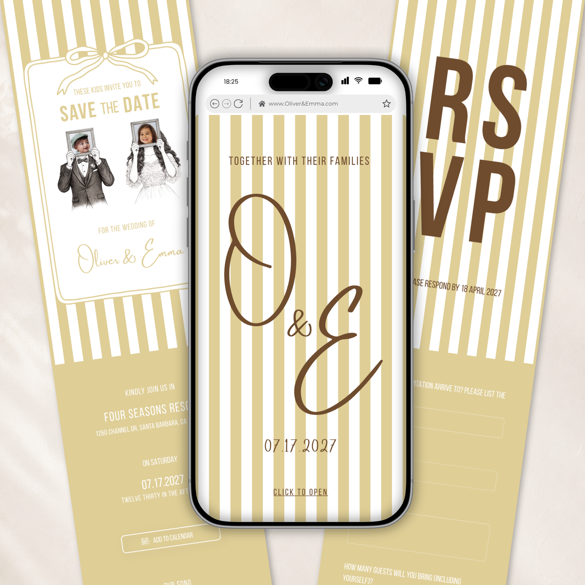 Yellow Kids Save the Date Website Template | Old Money Style