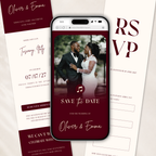 Burgundy Classic Save the Date Wedding Invitation Website Template