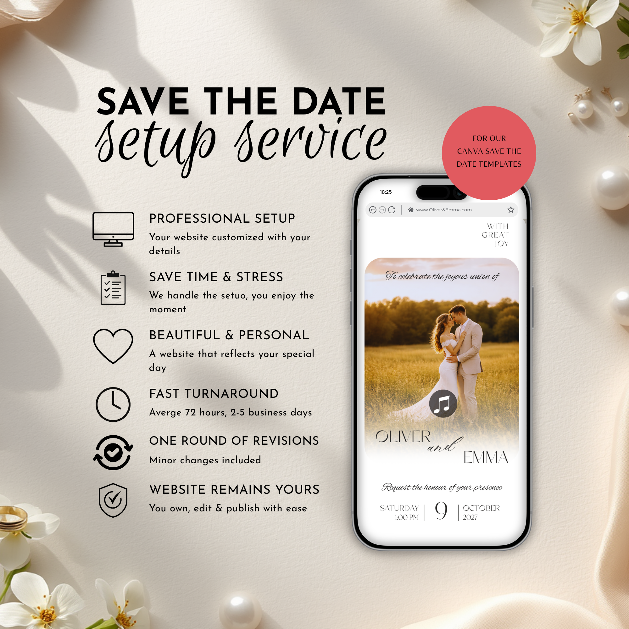 Save The Date Website Setup Service | Personalized Canva Website