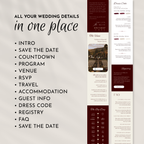 Old Money Cabernet Wedding Website Template with RSVP | Canva Template