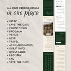 Old Money Dark Green Wedding Website Template with RSVP | Canva Template