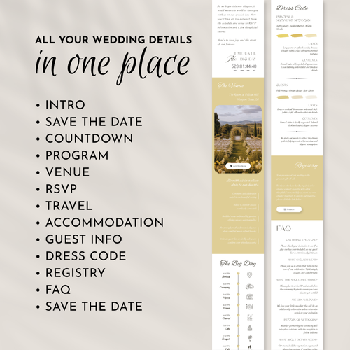 Canary Wedding Website Template with RSVP | Canva Template