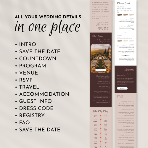 Coffee & Beige Wedding Website Template with RSVP | Canva Template