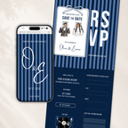 Old Money Navy Kids Wedding Invitation Website for Save the Date