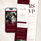 Burgundy Save the Date Website Template | Classic Wedding Invitation