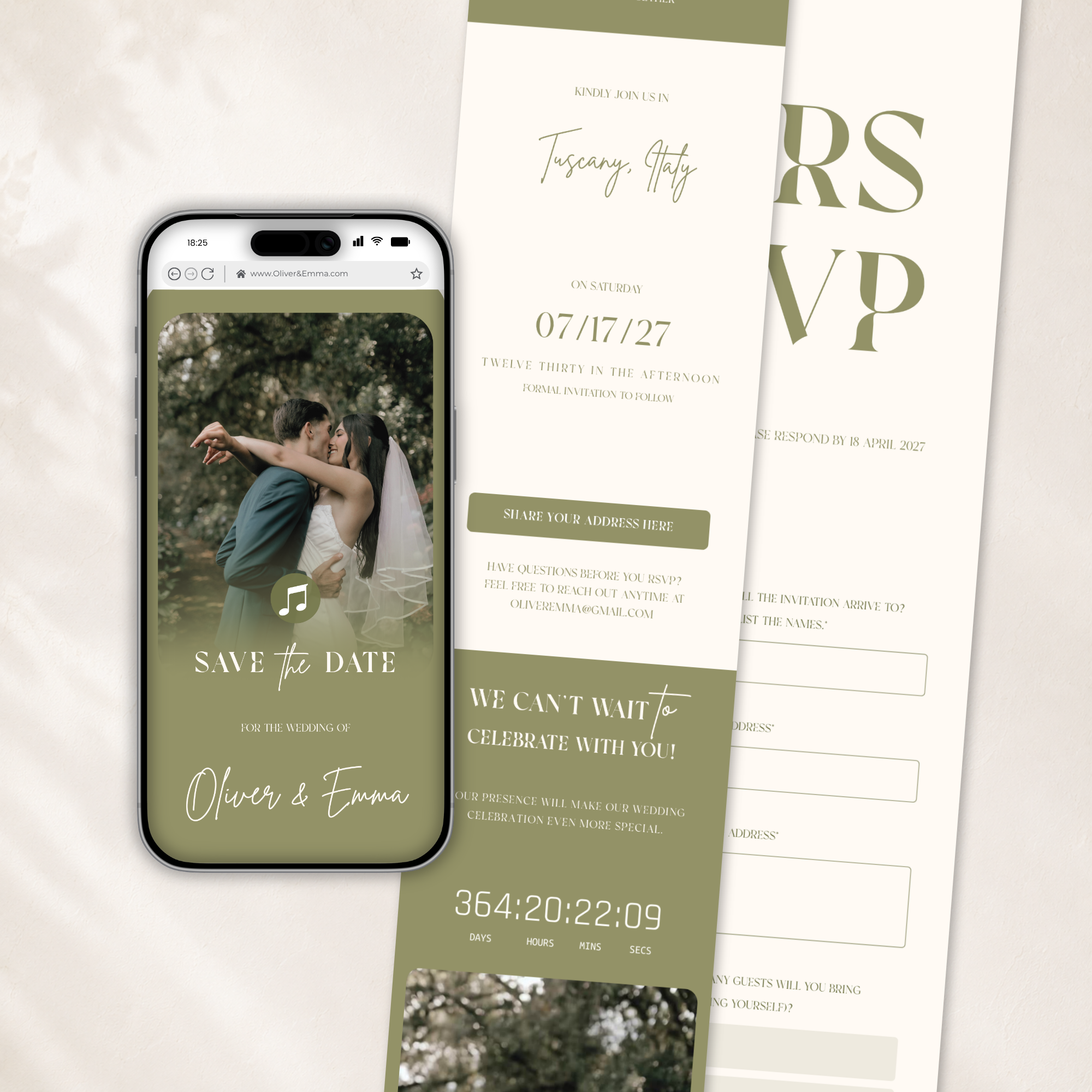 Sage Green Save the Date Website Template | Classic Wedding Invitation
