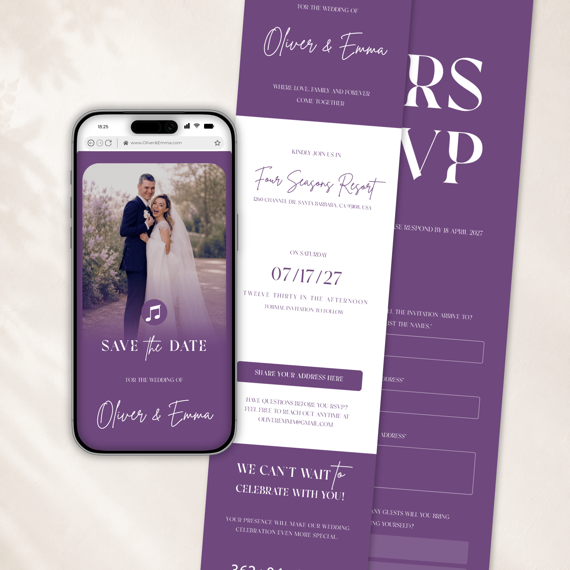 Lilac Save the Date Website Template | Classic Wedding Invitation