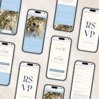 Dusty Blue Digital Wedding Invitation | Save the Date Website Template