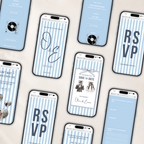 These Kids Save the Date Website in Dusty Blue Old Money Wedding Style