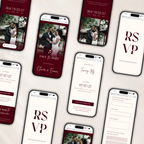 Burgundy Digital Wedding Invitation | Save the Date Website Template
