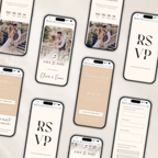 Pearl & Champagne Digital Wedding Invitation | Save the Date Website Template
