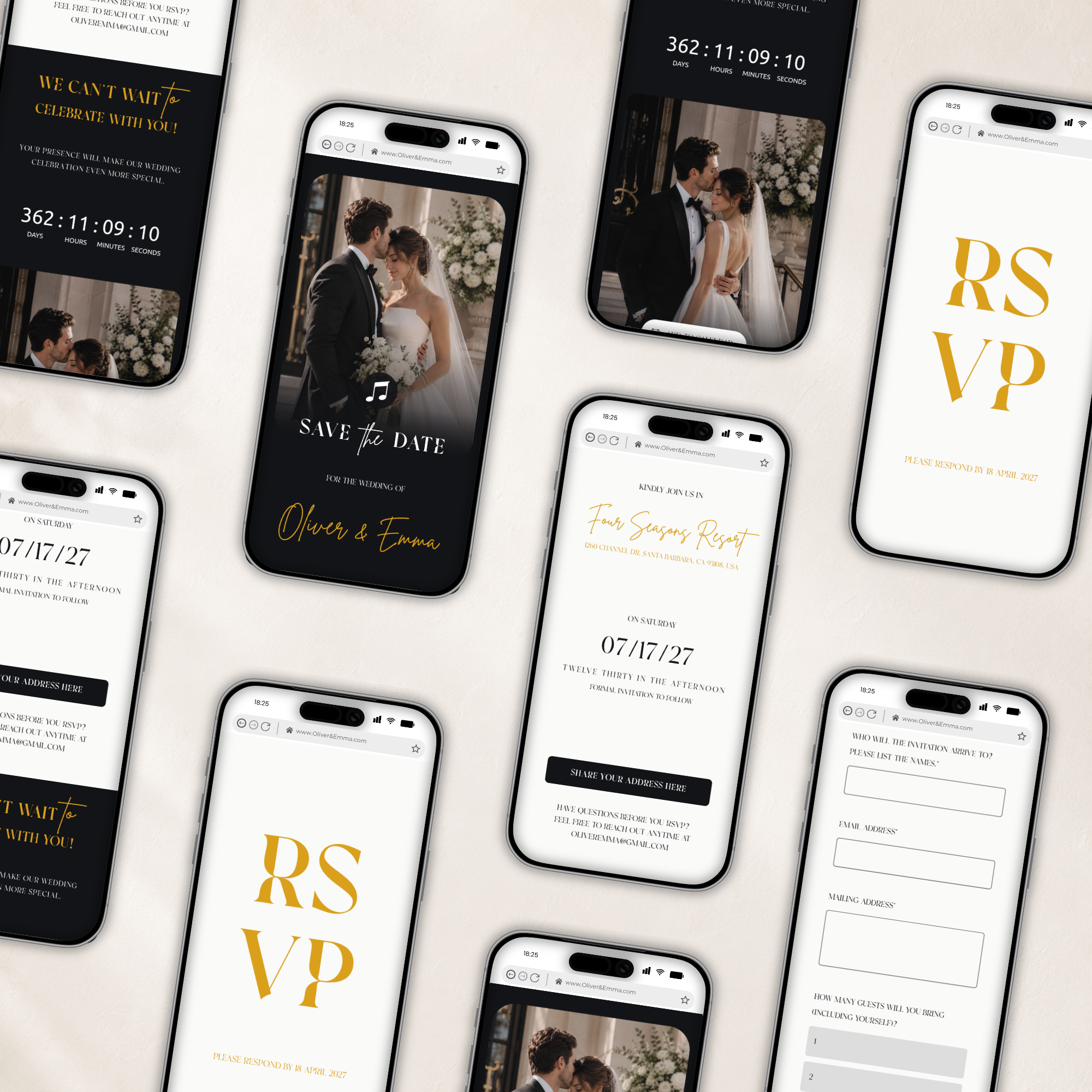 Black & White Digital Wedding Invitation | Save the Date Website Template