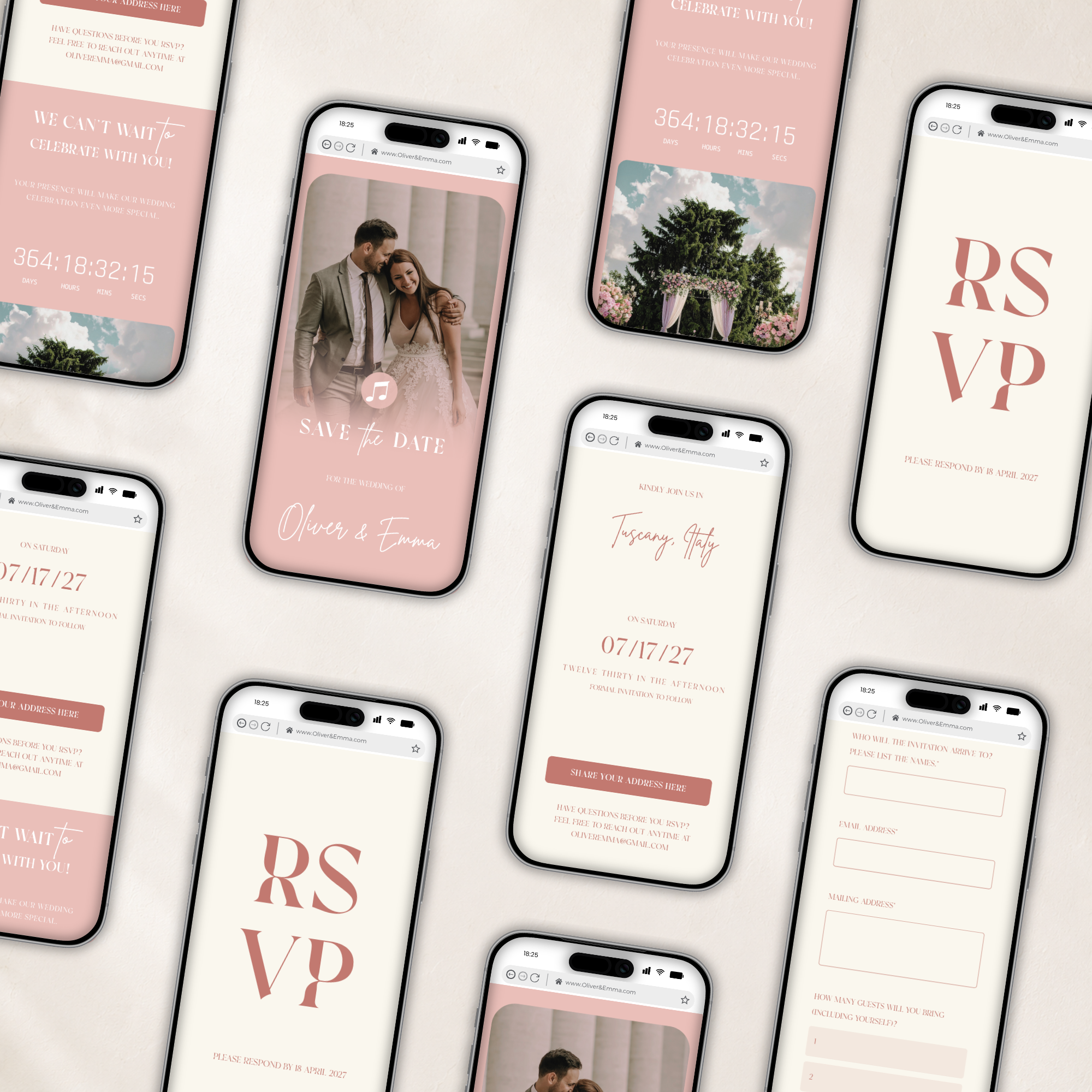 Blush Pink Digital Wedding Invitation | Save the Date Website Template