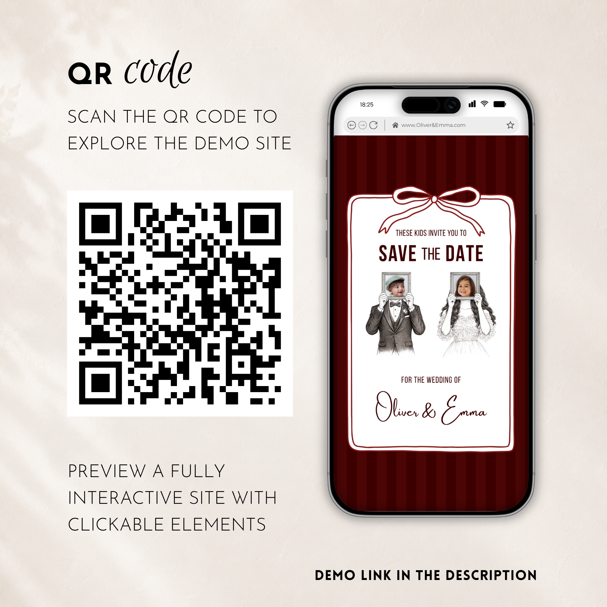 Cabernet Kids Save the Date Website Template | Old Money Style