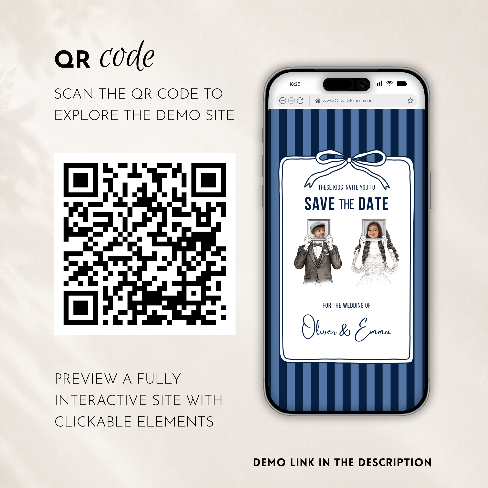 Navy Kids Save the Date Website Template | Old Money Style