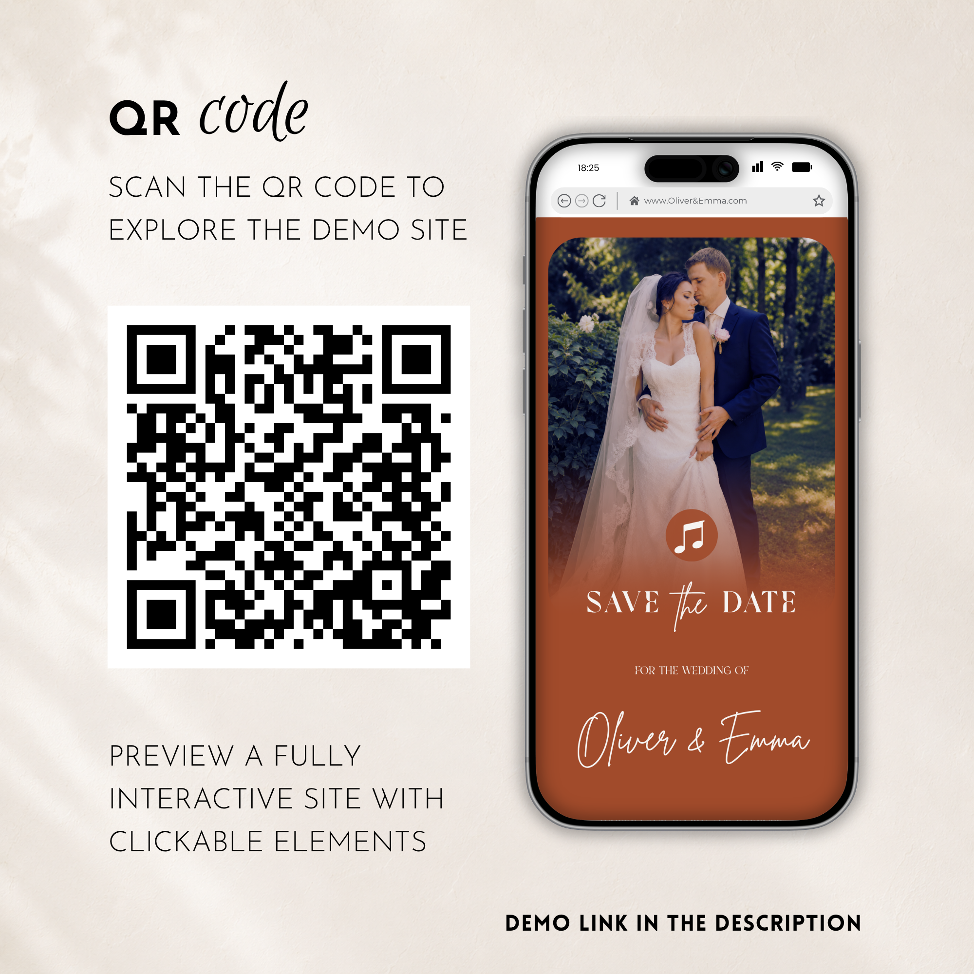 Terracotta Classic Save the Date Wedding Invitation Website Template