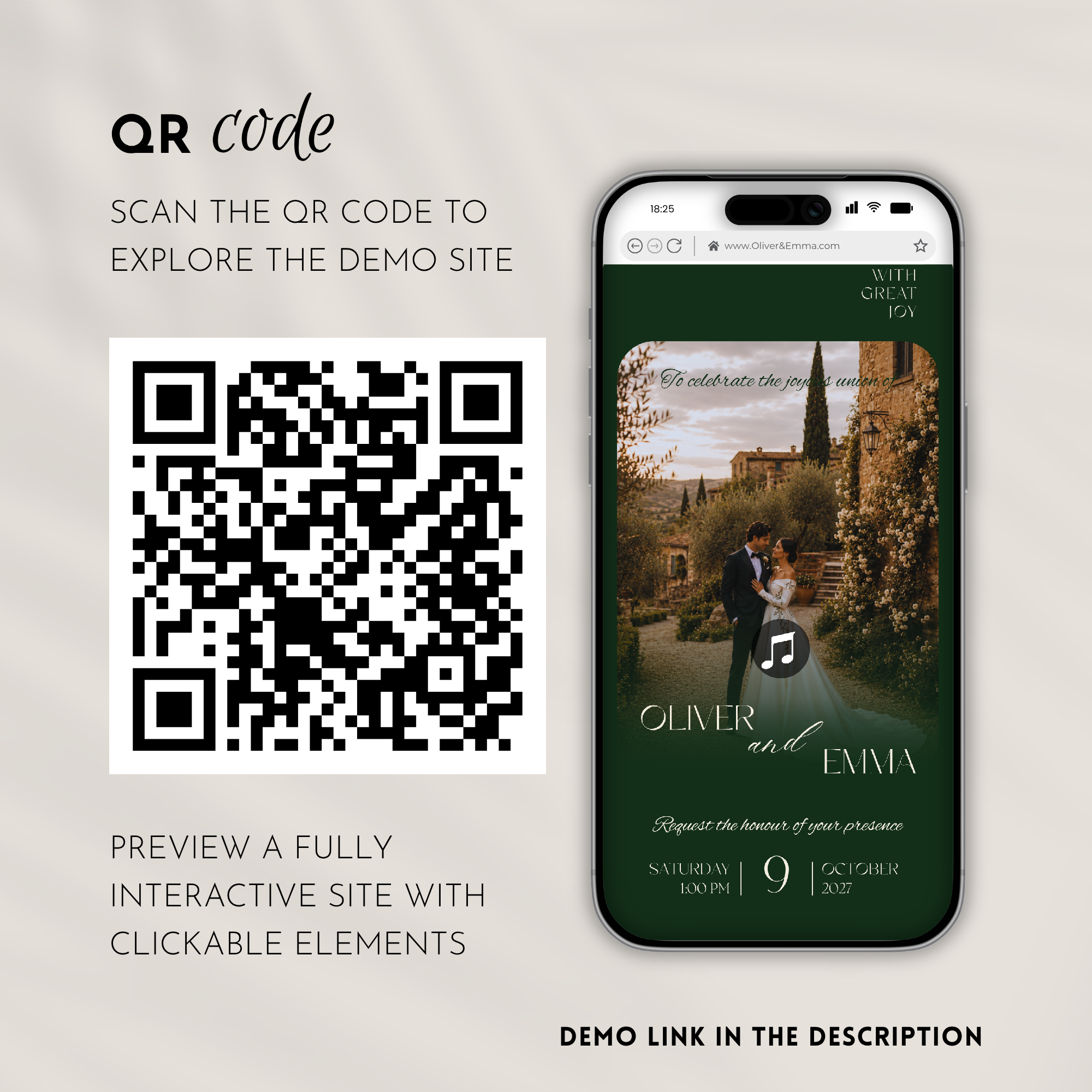 Old Money Dark Green Wedding Website Template with RSVP | Canva Template